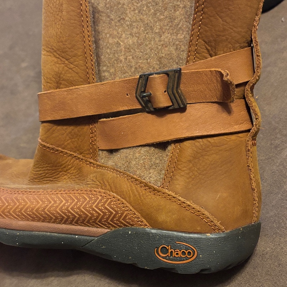 Chaco Brown Leather Ankle Boots with Buckle Detail